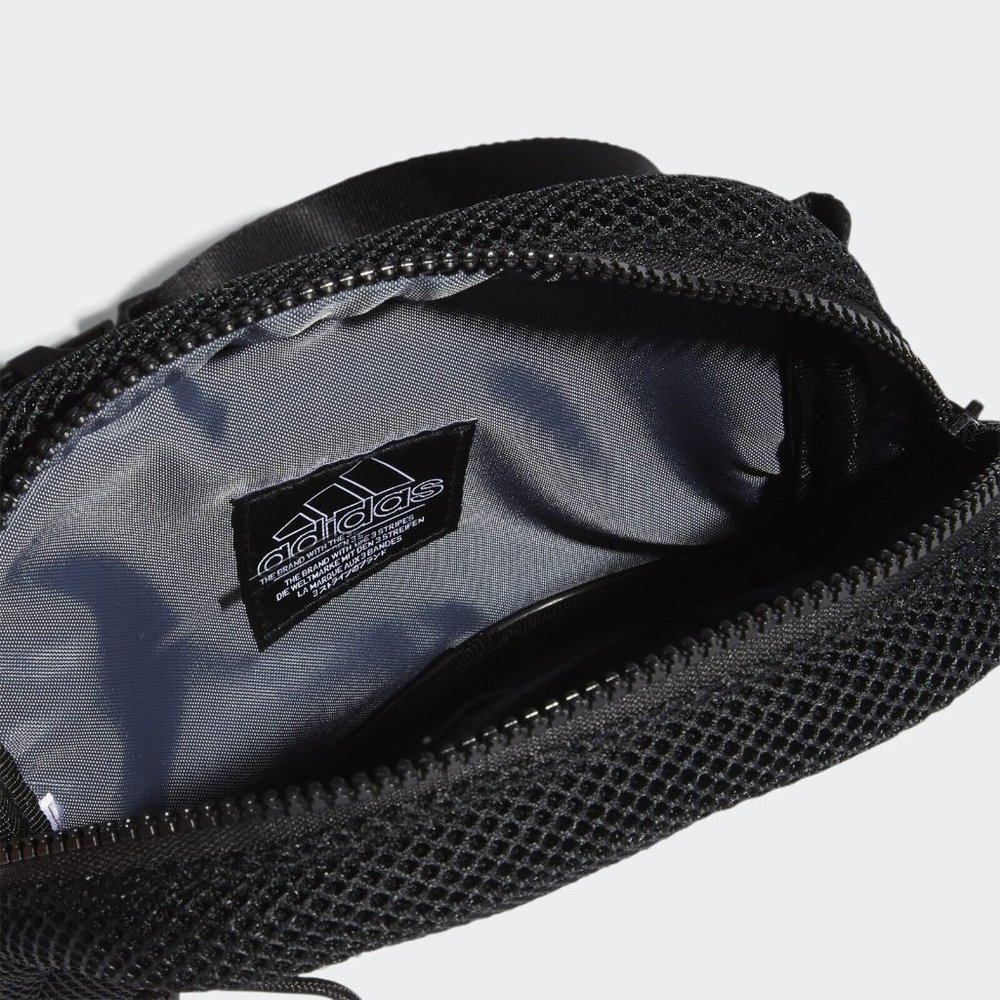 Adidas Air Mesh Waist Pack Adjustable Crossbody Bag Black Festival Pouch #719 - Picture 5 of 8
